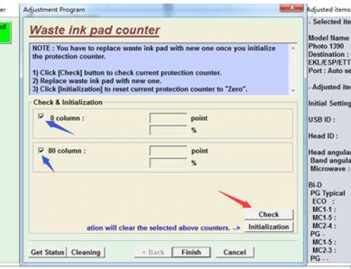 How to use the software of waste ink pad counter?