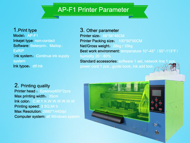 dtf-Drucker AP-F1 Parameter