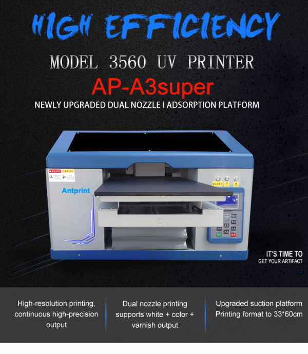 ACHI A3 UV Printer Epson 1390 Print Head For Flat & Cylindrical 3D Embossed DTG