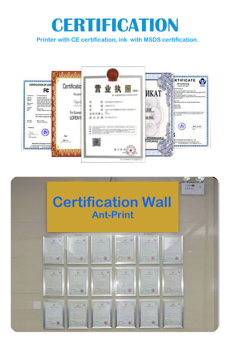 certificazione della macchina per la stampa di muri
