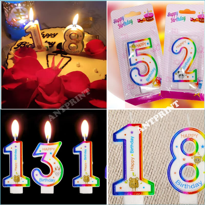 uv printed number candle