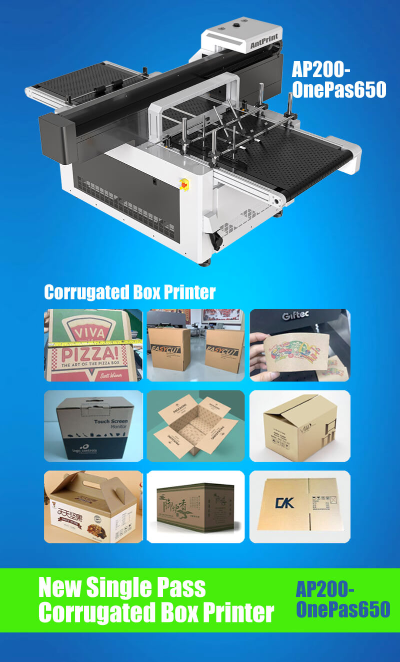 single pass printer for printing on the corrugated paper, paper bag etc.