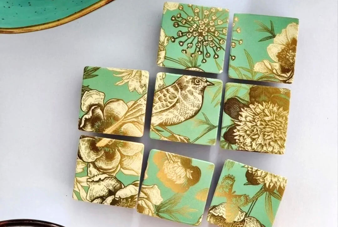 chocolate transfer sheet on chocolates