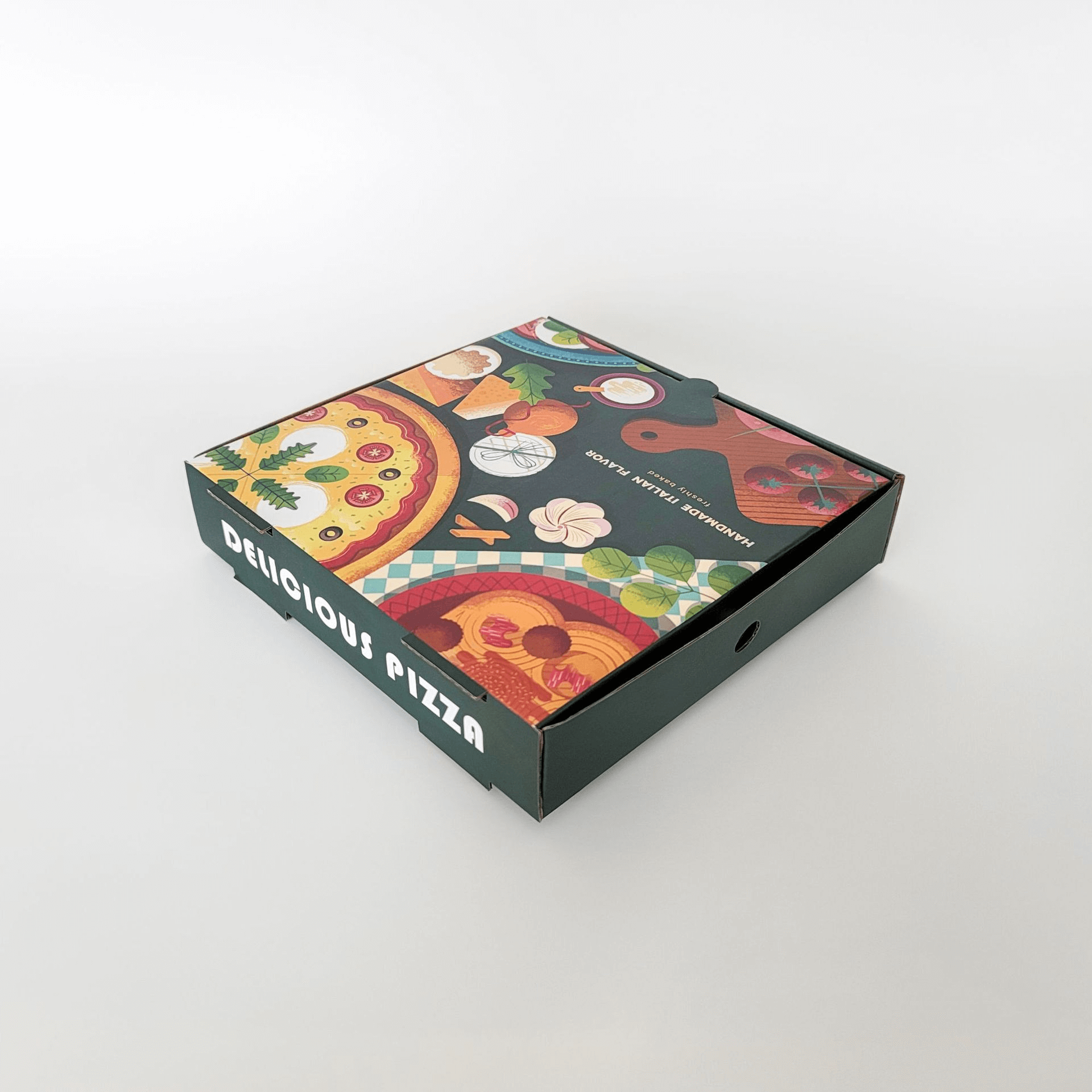 custom printed black pizza box