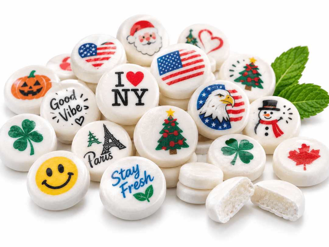 printed mint candy